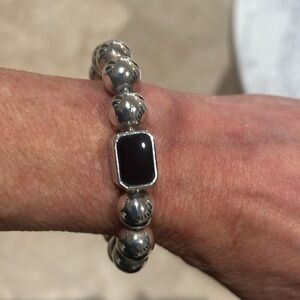 Sterling Silver & Onyx Bangle Bracelet